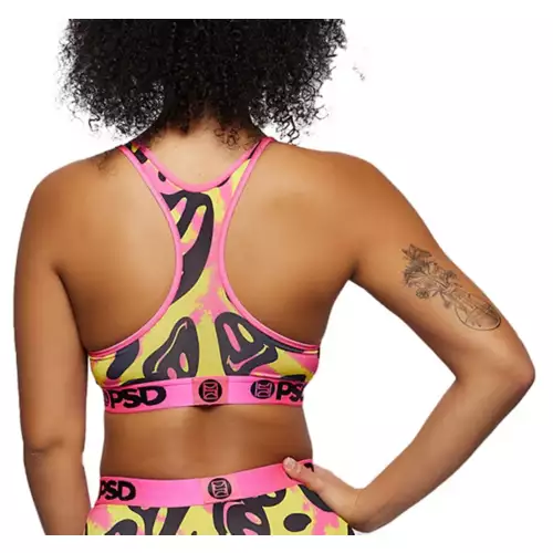Women's PSD Smiley Face Sports Bra 4 Women's PSD Smiley Face Sports Bra - Image 2