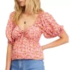Women's Billabong Beachy Babe Puff Sleeve Crop Top