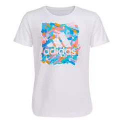 Girls' Adidas Rolled Sleeve Graphic Logo T-Shirt