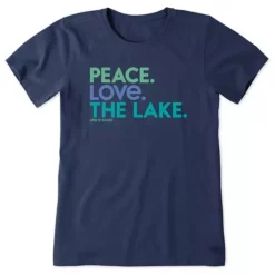 Women's Life Is Good Peace Love The Lake Crusher Lite V-Neck T-Shirt