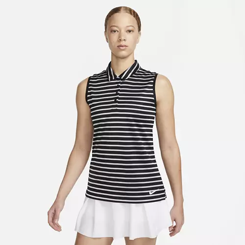 Women's Nike Dri-FIT Victory Striped Sleeveless Golf Polo 3 Women's Nike Dri-FIT Victory Striped Sleeveless Golf Polo