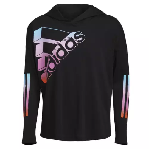 Girls' Adidas Long Sleeve Curved Hem Hooded T-Shirt 3 Girls' Adidas Long Sleeve Curved Hem Hooded T-Shirt