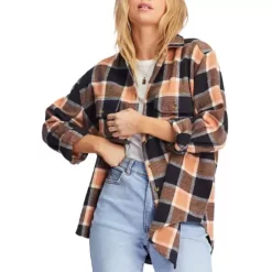 Women's Billabong So Stoked Oversized Button Down Flannel Shirt