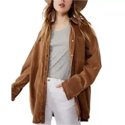 Women's Free People Baby Cord Button Up Shirt