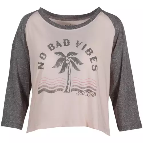 Women's Salt Life No Bad Vibes Raglan Graphic T-Shirt 3 Women's Salt Life No Bad Vibes Raglan Graphic T-Shirt