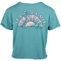 Salt Life Women's Life Is Good Sea La Vie Cropped T-Graphic T-Shirt